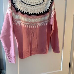 Pink and White Patterned Women's Sweater